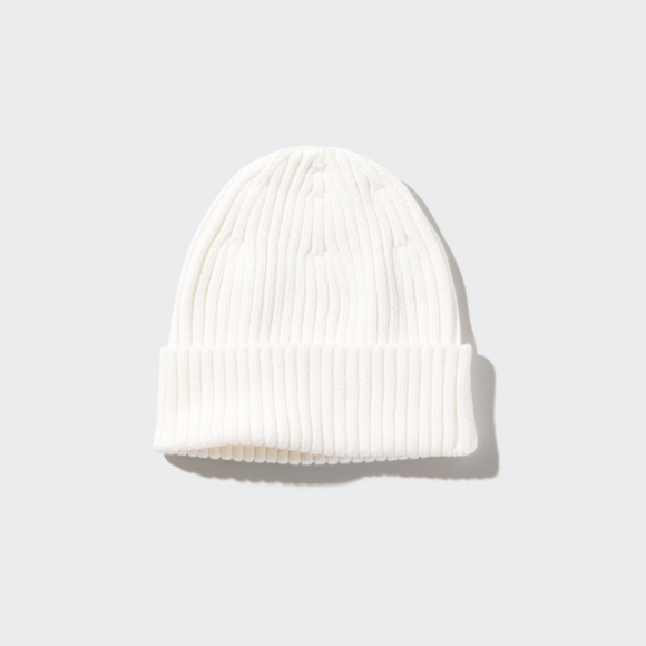3 for $20 | NEW Uniqlo Cotton Ribbed Beanie / Hat (off white colour, unisex) - Picture 1 of 6